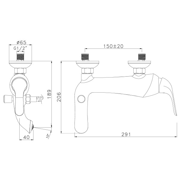 Смеситель Lemark Swan LM5402BG для ванны с коротким монолитным изливом, черный/золото