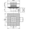 Сливной трап 105 × 105/50/75, подводка – боковая, решетка – нержавеющая сталь, арт.APV3344