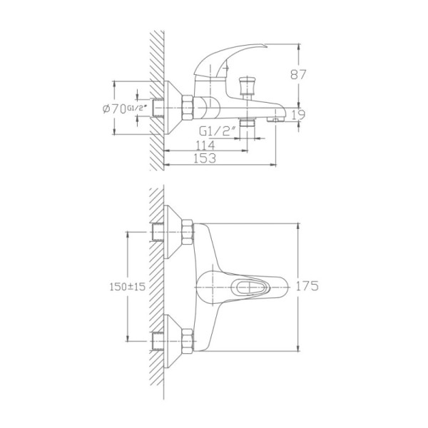 Смеситель для ванны HAIBA HB3015, латунь, хром