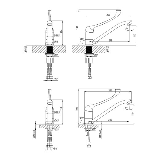 Смеситель Lemark Project LM4634C для кухни/умывальника с локтевой рукояткой, хром