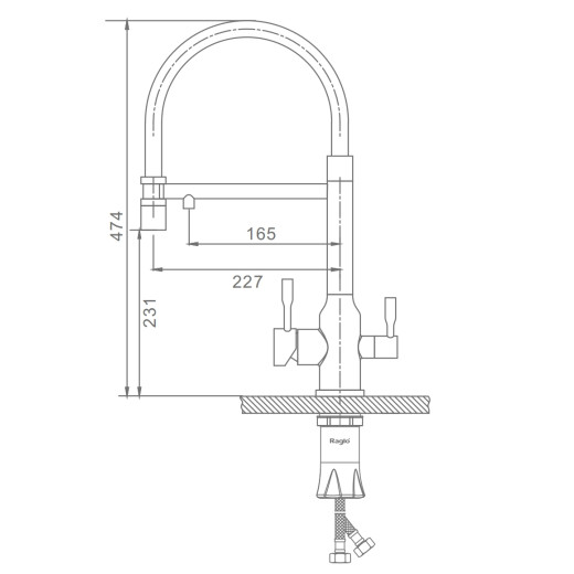 Смеситель для кухни со съемным изливом и подключением фильтра питьевой воды RAGLO R81.63.03
