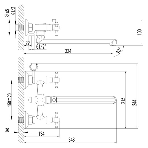 Смеситель Lemark Contour LM7451C универсальный с плоским поворотным изливом 300 мм,