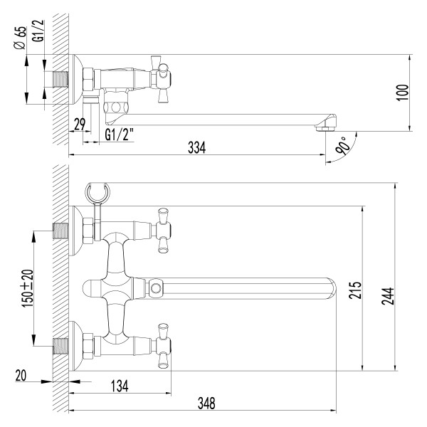 Смеситель Lemark Contour LM7451C универсальный с плоским поворотным изливом 300 мм,