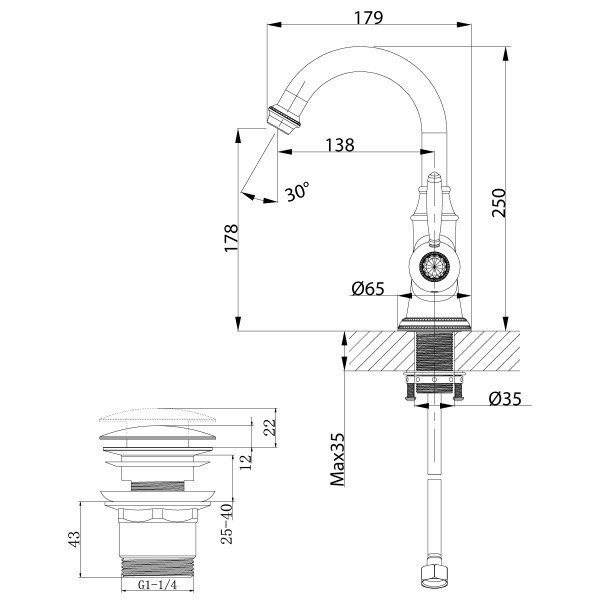 Смеситель Lemark Spark LM6707RG для умывальника с поворотным изливом, розовое золото