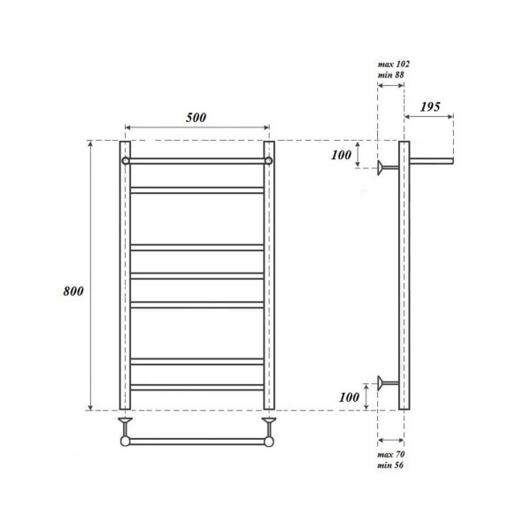 Полотенцесушитель электрический Point Аврора PN10158PE П6 500x800 с полкой левый/правый, хром