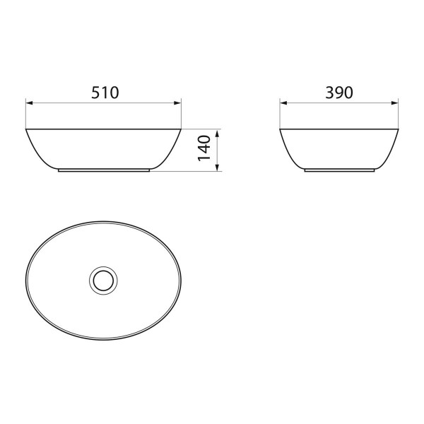 Умывальник накладной, овальный Point Артемида 51, PN43151WB