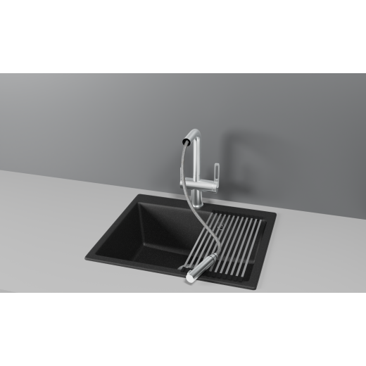 Смеситель Granula GR-8170 нержавеющая сталь с выдвижным изливом