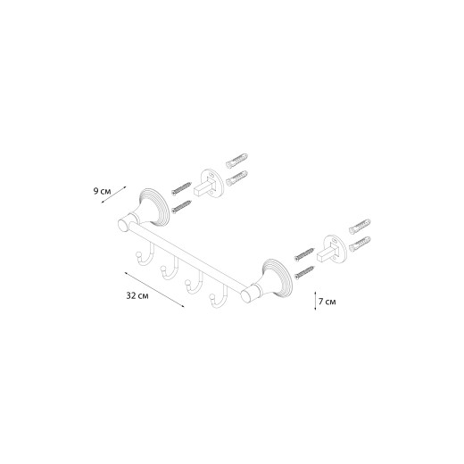 Fixsen LUKSOR FX-71605-4B Планка 4 крючка