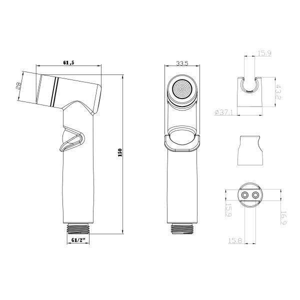 Комплект аксессуаров Lemark LM8088BL для биде, черный