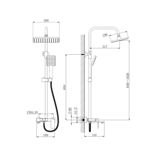 Душевая система HAIBA HB24639, тропический душ, латунь, хром