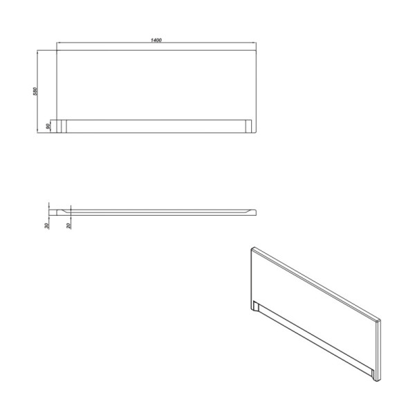 Панель Cersanit для ванны фронтальная UNIVERSAL TYPE 1 140