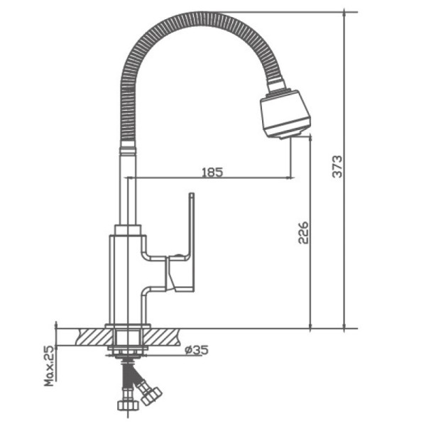 Смеситель для кухни HAIBA HB73615, 2-режима, латунь, хром