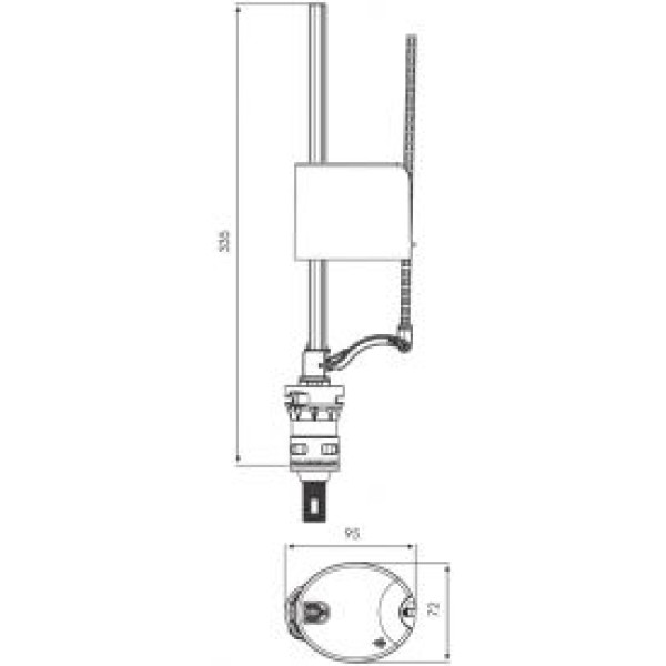 Клапан наполнительный OLI Uni Bottom, нижняя подводка, 1/2", латунь 022371/562162