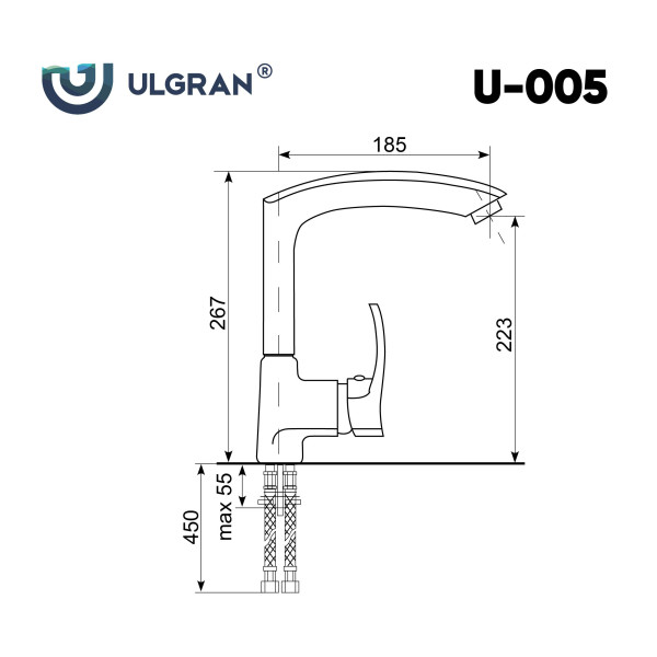 Смеситель для кухни Ulgran U-005-342, графит