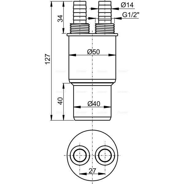 Переходная муфта HT 40/50 × G½“, арт. AKS6