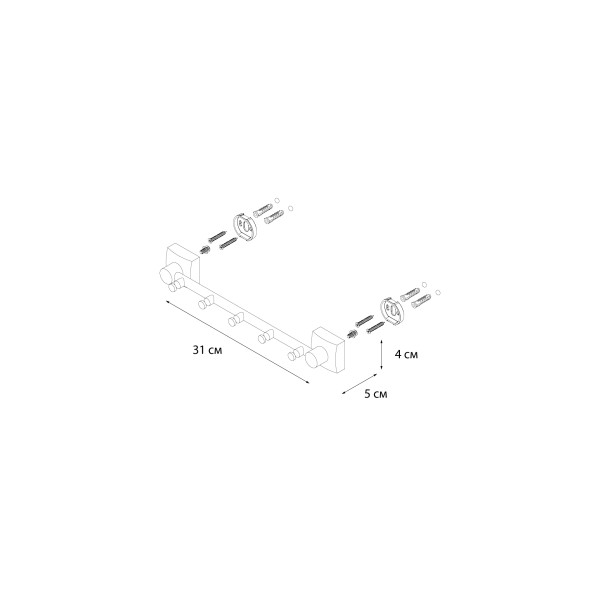 Fixsen KVADRO FX-61305-5 Планка 5 крючков