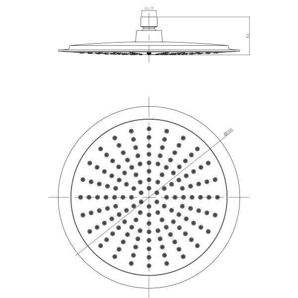 Душевая лейка верхняя Lemark LM8034C 1-функциональная, круглая диаметр 300 мм, хром