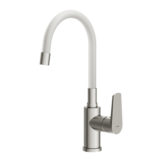 Смеситель Cersanit для кухни MODUO однорычажный с гибким изливом, белый