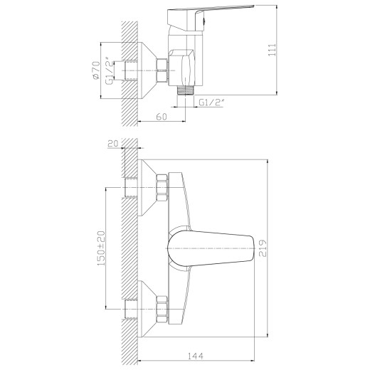 Смеситель Rossinka S35-41 для душа