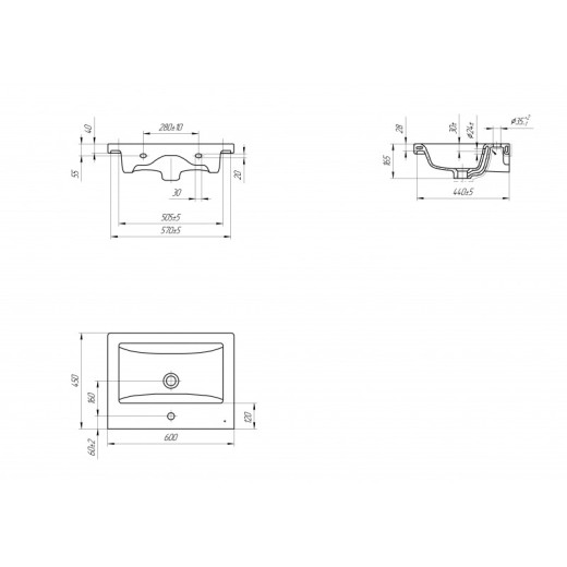 Раковина Cersanit мебельная COMO 60 1 отв.