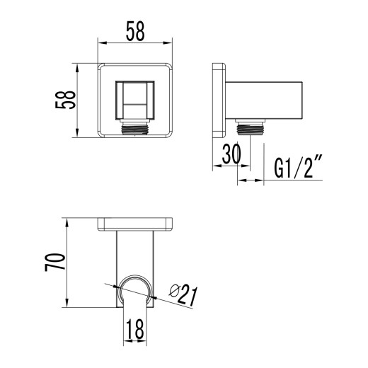 Подключение для душевого шланга с креплением для лейки Lemark LM4585C для LM4519C, хром