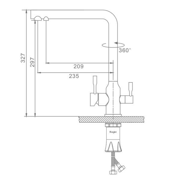 Смеситель для кухни с подключением к фильтру питьевой воды RAGLO R81.61.06