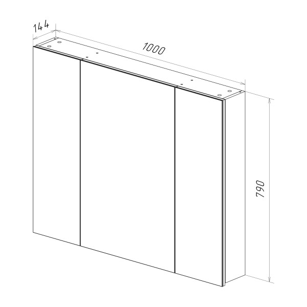 Шкаф зеркальный Lemark UNIVERSAL 100х80см 3-х дверный, цвет корпуса: Белый глянец