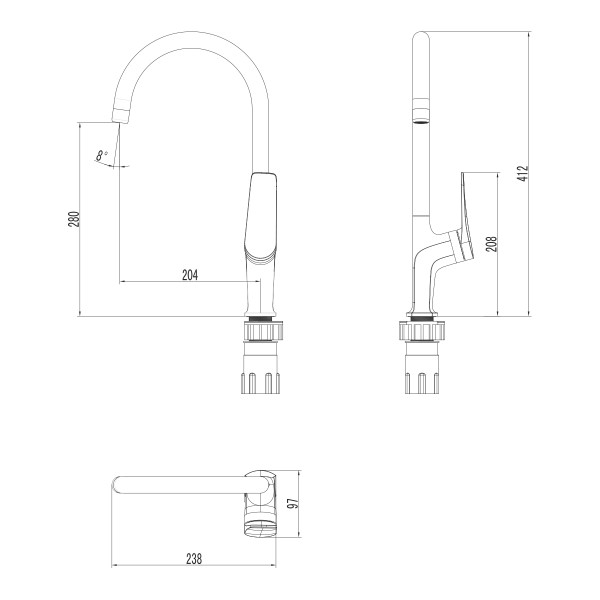 Смеситель Lemark Bronx LM3705BLR для кухни, с высоким поворотным изливом, черный/розовое золото