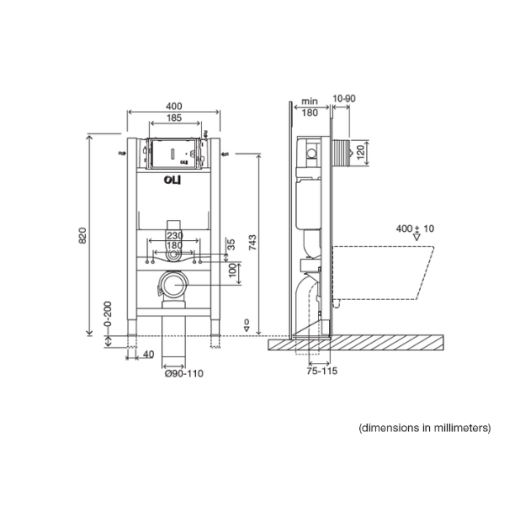 Инсталляция OLI Expert Evo 820 (400*820*150) механическая самонесущая