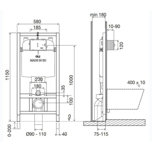 Инсталляция OLI74 PLUS, самонесущая, Sanitarblock, электроника, OLI, арт 077752