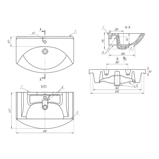 Умывальник мебельный Dreja Лагуна 65
