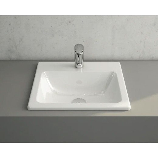 Раковина накладная Vitra S20 5463B003-0001, квадратная 45 cм, c переливом, цвет белый