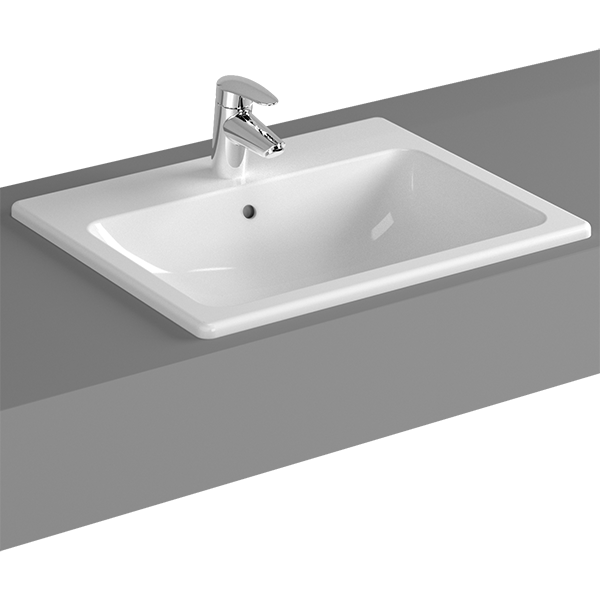 Раковина накладная Vitra S20 5465B003-0001, прямоугольная 55 cм, c переливом, цвет белый