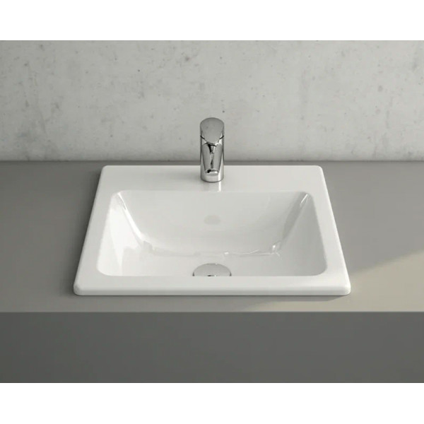 Раковина накладная Vitra S20 5465B003-0001, прямоугольная 55 cм, c переливом, цвет белый
