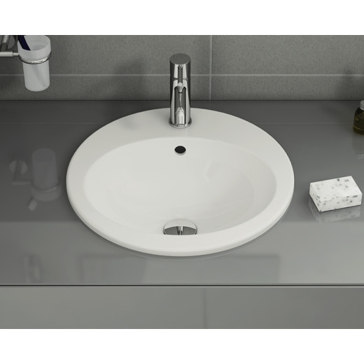 Раковина накладная Vitra S20 5468B003-0001, овальная 53 cм, c переливом, цвет белый