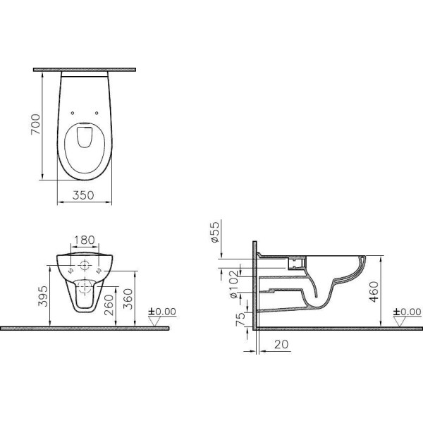 Унитаз Vitra Conforma 5810B003-6234 подвесной, безободковый, с сиденьем для людей с огр. возм-ми