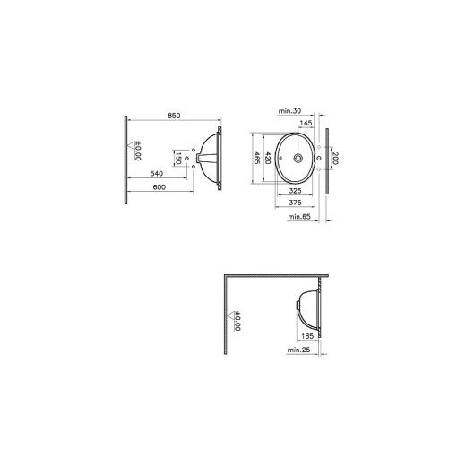 Раковина Vitra Arkitekt 6039B003-0012, встраиваемая снизу, 42 см, цвет белый