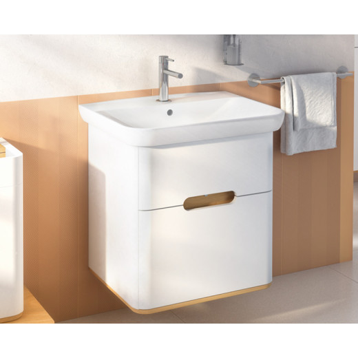 Тумба с раковиной Vitra Sento 65 c 2 ящиками, LED подсветка, белый матовый (отдельно ножки 61069)