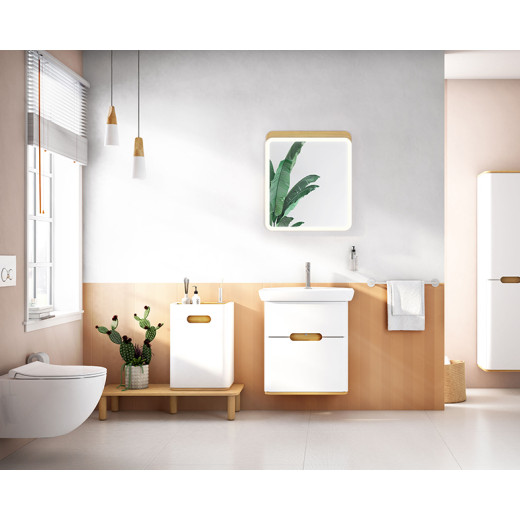 Тумба с раковиной Vitra Sento 65 c 2 ящиками, LED подсветка, белый матовый (отдельно ножки 61069)