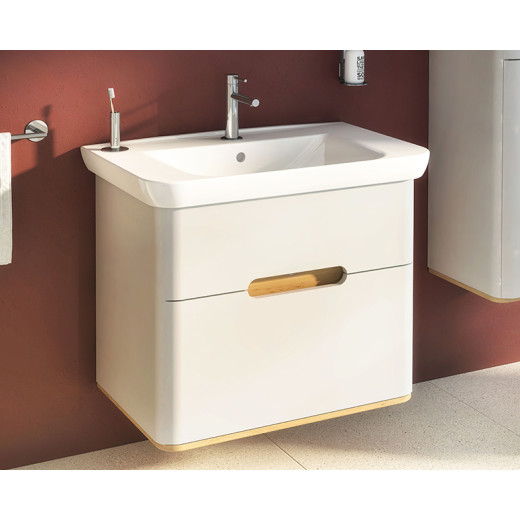 Тумба с раковиной Vitra Sento 80 c 2 ящиками, LED подсветка, белый матовый (отдельно ножки 61069)