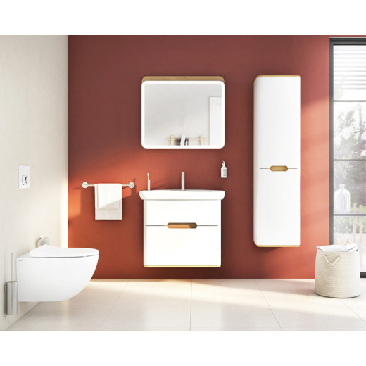 Тумба с раковиной Vitra Sento 80 c 2 ящиками, LED подсветка, белый матовый (отдельно ножки 61069)