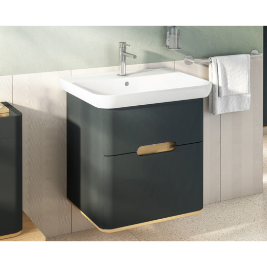 Тумба с раковиной Vitra Sento 65 c 2 ящиками, LEDподсветка, антрацит матовый (отдельно ножки 61069)