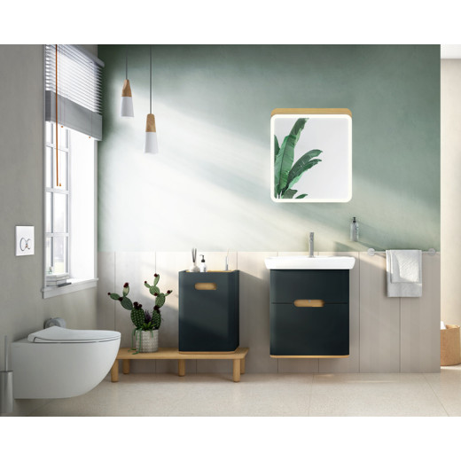 Тумба с раковиной Vitra Sento 65 c 2 ящиками, LEDподсветка, антрацит матовый (отдельно ножки 61069)