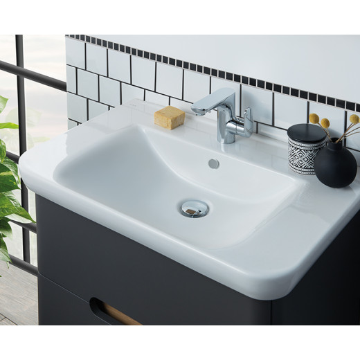 Тумба с раковиной Vitra Sento 80 c 2 ящиками, LEDподсветка, антрацит матовый (отдельно ножки 61069)