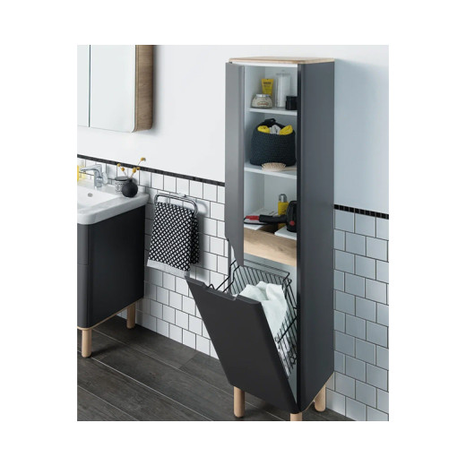 Пенал Vitra Sentо 40 с корзиной для белья, левосторонний, антрацит матовый (отдельно ножки 61069)