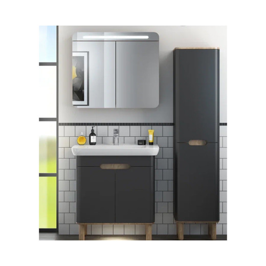 Пенал Vitra Sentо 40 с корзиной для белья, левосторонний, антрацит матовый (отдельно ножки 61069)