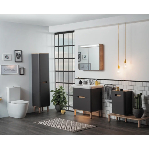 Пенал Vitra Sentо 40 с корзиной для белья, левосторонний, антрацит матовый (отдельно ножки 61069)