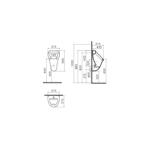 Писсуар Vitra Arkitekt 6202B003-0198, подвод воды сверху