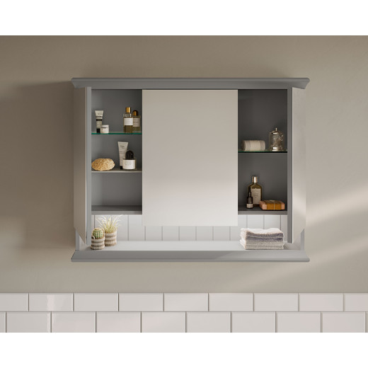 Зеркальный шкаф Vitra Valarte 80 с LED подсветкой, серый матовый