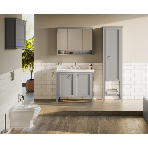 Зеркальный шкаф Vitra Valarte 80 с LED подсветкой, серый матовый